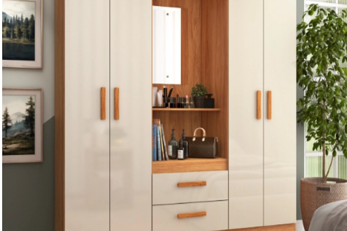 ROPERO CAPELA NEW MOBI 4PTZ 2CAJ CINAMOMO/OFF WHITE (FELLICCI)