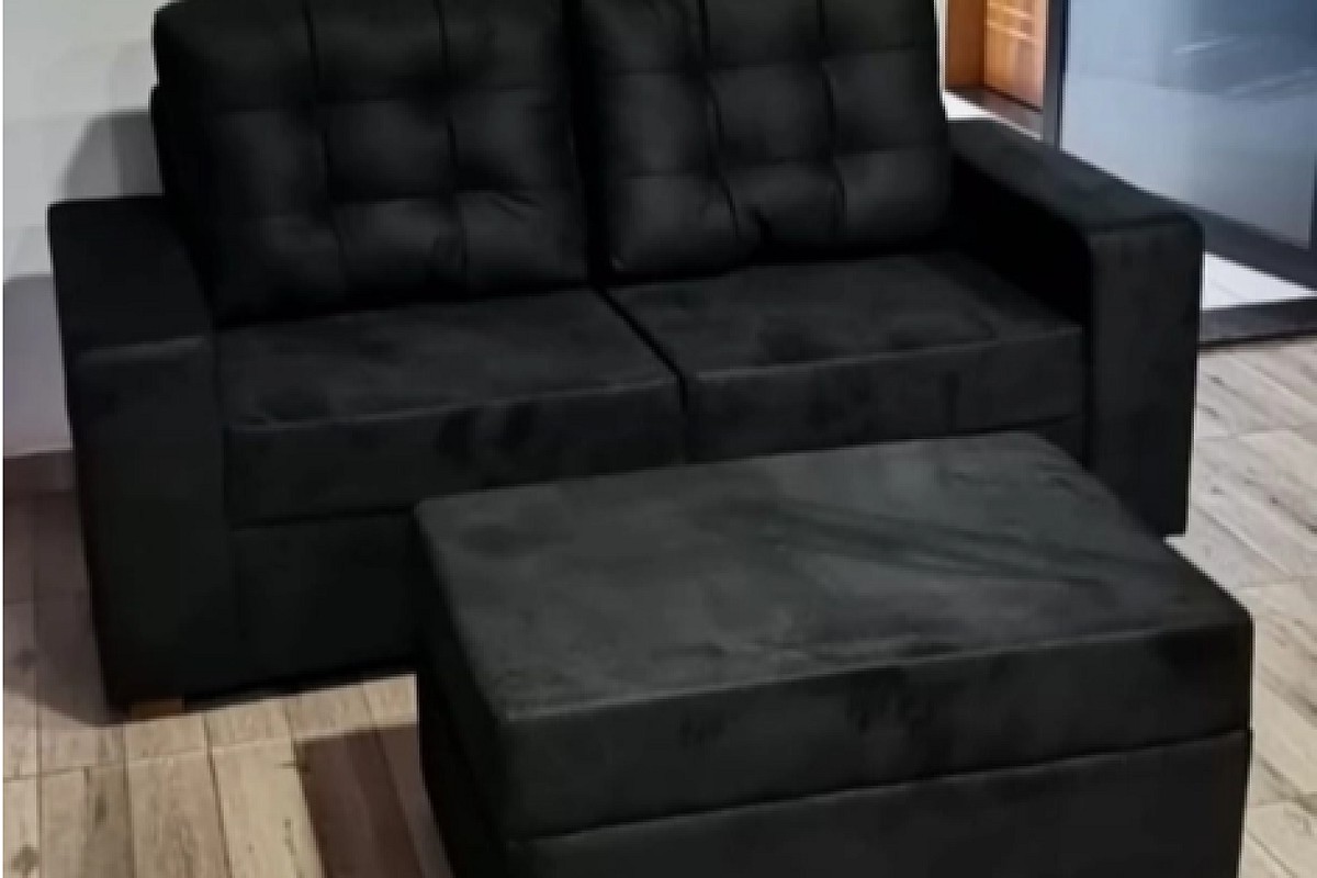 SOFA MOVEL MAX 2L + PUFF NEGRO